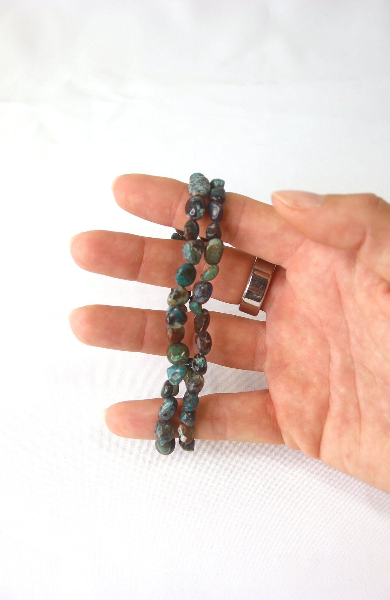 Chrysocolla 6-8mm Nugget Bead Bracelet for wrists up to 20cm